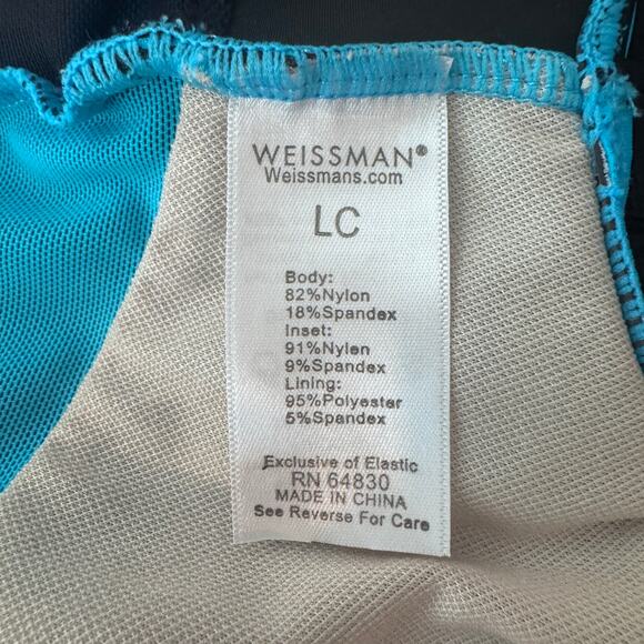 Weissman Elite Dance Turquoise and Black Sleeveless Catsuit size large - Picture 8 of 12